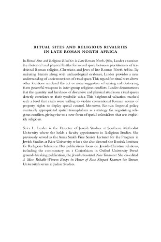 Ritual Sites and Religious Rivalries in Late Roman North Africa