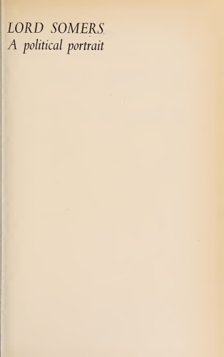 Lord Somers: A Political Portrait