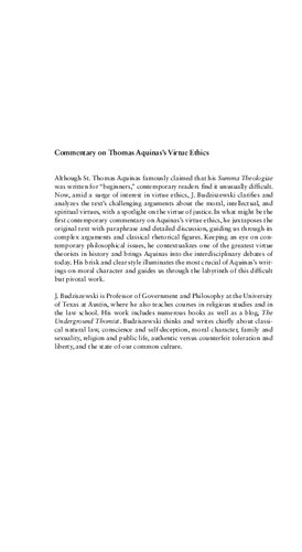 Commentary on Thomas Aquinas’s Virtue Ethics