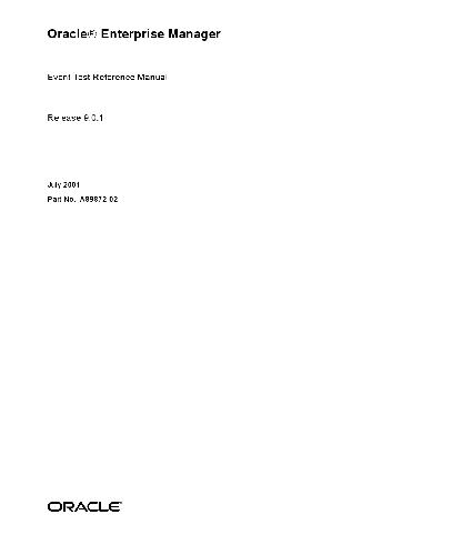 Oracle Enterprise Manager. Event Test Reference Manual