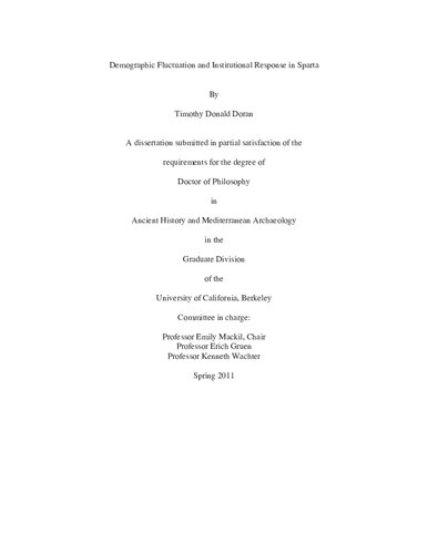 Demographic Fluctuation and Institutional Response in Sparta