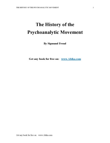 The History Of The Psychoanalytic Movement