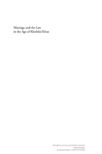 Marriage and Law in the Age of Khubilai