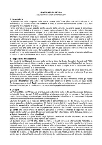 Riassunto di Storia