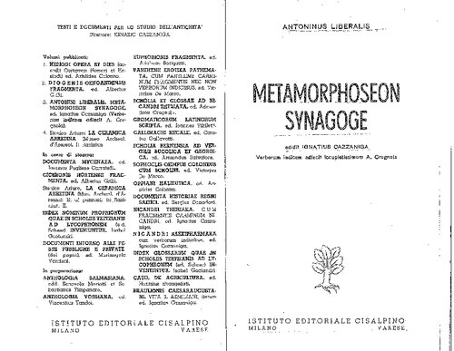 Antoninus Liberalis: Metamorphoseon synagoge