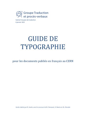 Guide de typographie pour les documents publiés en français au CERN