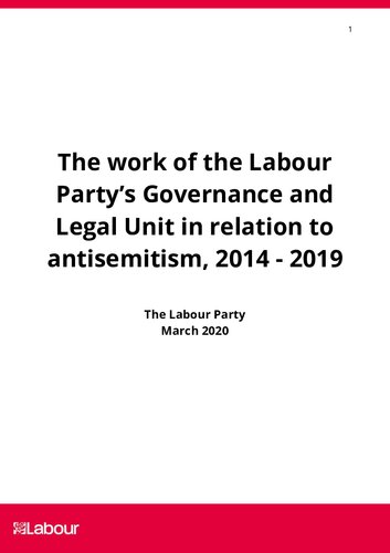 The work of the Labour Party’s Governance and Legal Unit in relation to antisemitism, 2014 - 2019