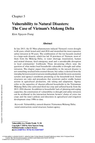 Vulnerability to Natural Disasters: The Case of Vietnam’s Mekong Delta