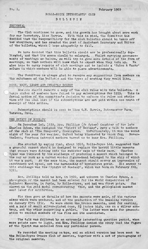 Rolls-Royce Enthusiasts' Club Bulletin No.001