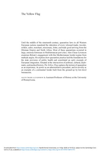 The yellow flag : quarantine and the British Mediterranean world, 1780-1860