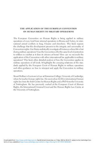 The application of the European Convention on Human Rights to military operations
