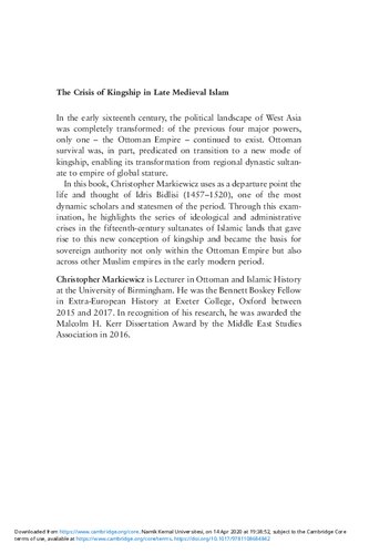The Crisis of Kingship in Late Medieval Islam