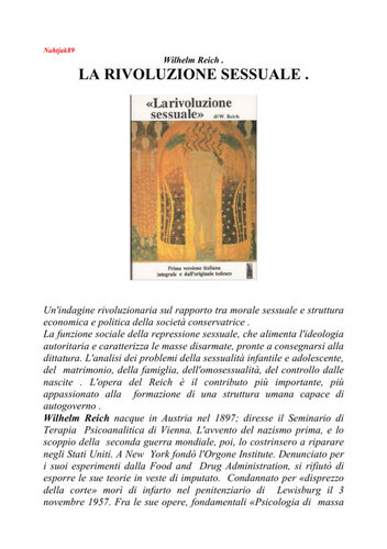 La rivoluzione sessuale. La sessualità nella battaglia culturale: per la ristrutturazione socialista dell'uomo