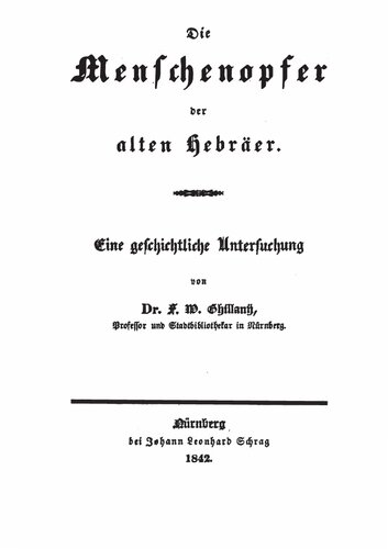 Die Menschenopfer der Alten Hebraeer