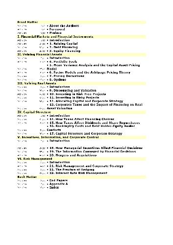 Financial Markets & Corporate Strategy 