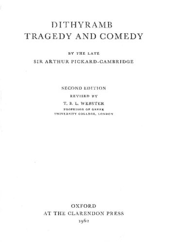 Dithyramb, Tragedy and Comedy