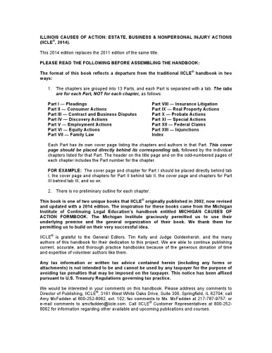 Illinois Causes of Action: Estate, Business & Nonpersonal Injury Actions, 2014
