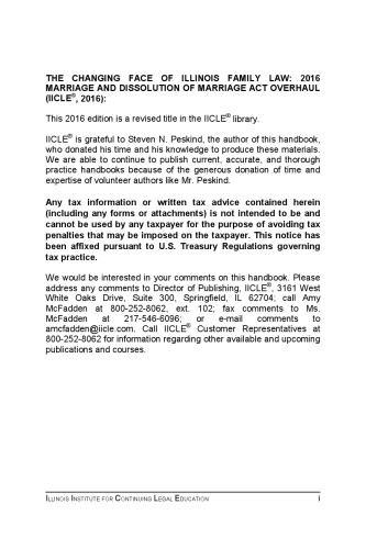 The Changing Face of Illinois Family Law: 2016 Marriage and Dissolution of Marriage Act Overhaul