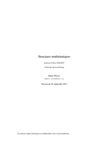 Structures mathématiques: Semestre d’hiver 2016/2017
