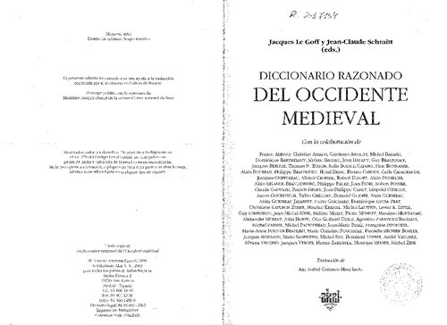 Diccionario razonado del occidente medieval