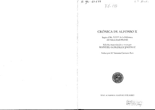 Crónica de Alfonso X : según el Ms. II/2777 de la Biblioteca del Palacio Real (Madrid)