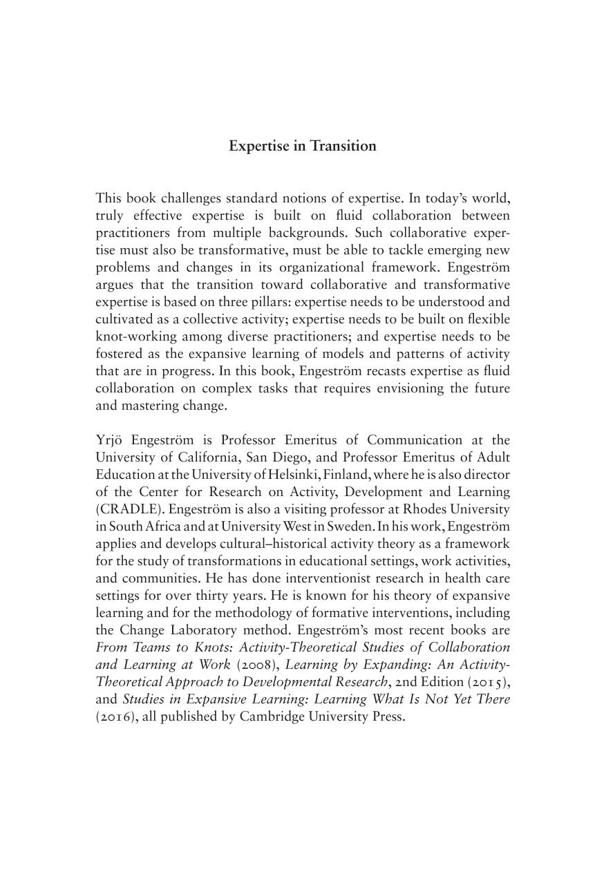 Expertise in Transition: Expansive Learning in Medical Work