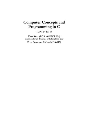 Computer Concepts and Programming in C (UPTU)