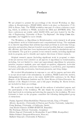 Algorithms in Bioinformatics: Second International Workshop, WABI 2002 Rome, Italy, September 17–21, 2002 Proceedings