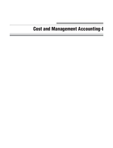 Cost and Management Accounting-I