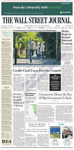 Wall Street Journal Monday April 27, 2020