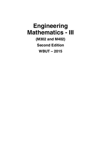 Engineering Mathematics - III (M302 and M402) Second Edition WBUT – 2015