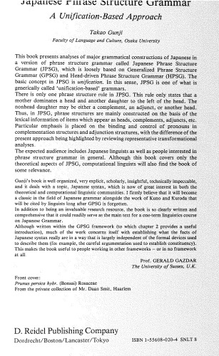 Japanese phrase structure grammar: a unification-based approach