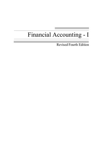Financial Accounting - I, Revised Fourth Edition