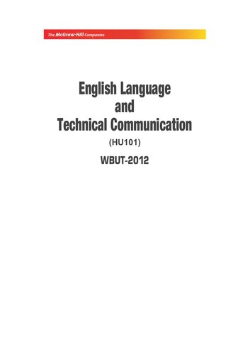 English Language and Technical Communication (HU101) WBUT-2012