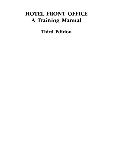 Hotel Front Office: A Training Manual