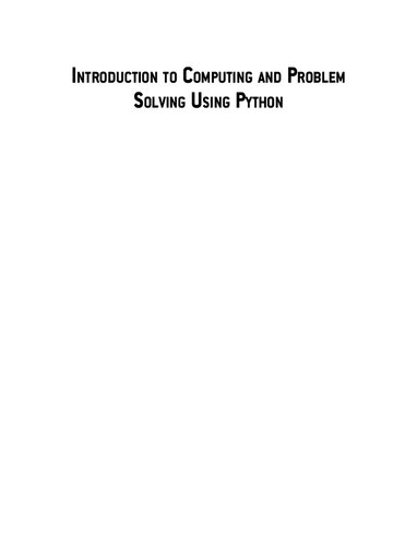Introduction To Computing And Problem Solving Using Python