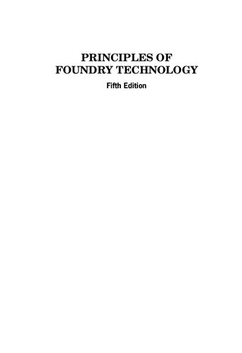 Principles Of Foundry Technology