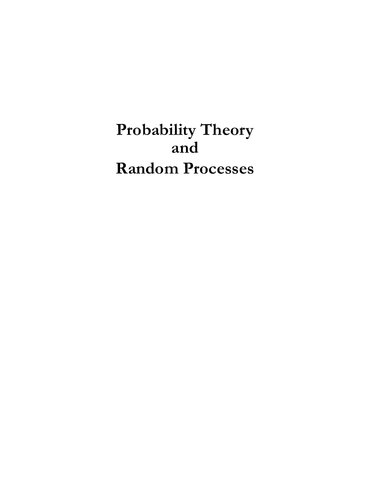 Probability Theory And Random Processes