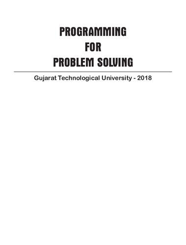 Programming for Problem Solving
