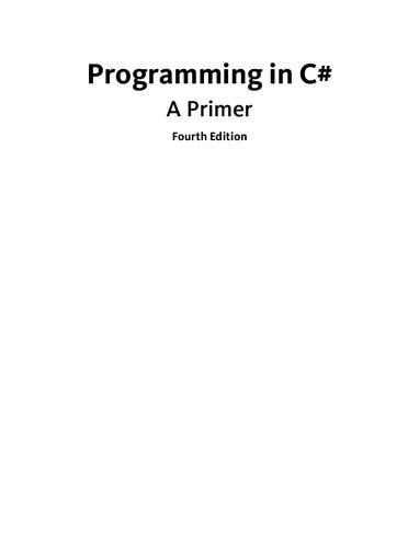 Programming in C#: A Primer