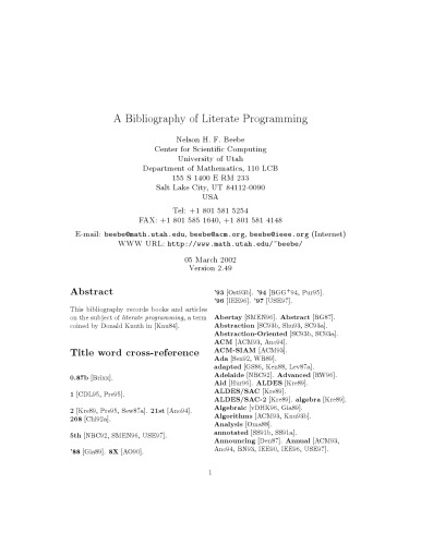 A bibliography of literate programming