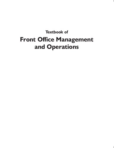 Textbook of front office management and operations