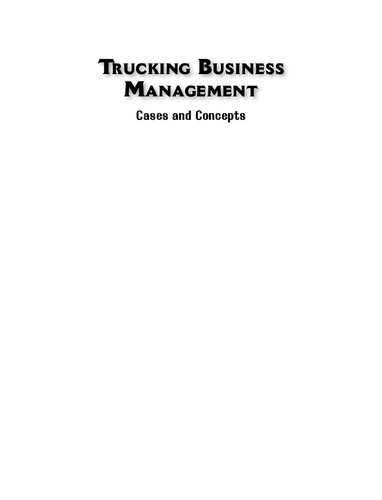 Trucking Business Management: Cases and Concepts