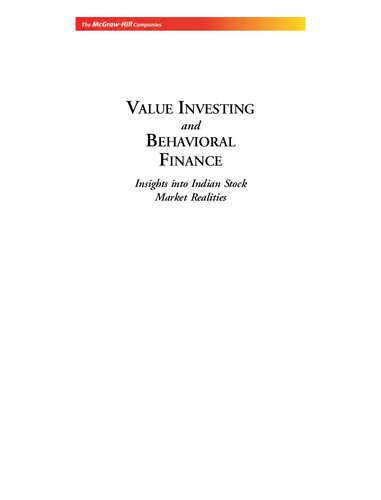 Value investing and behavioral finance : insights into Indian stock market realities
