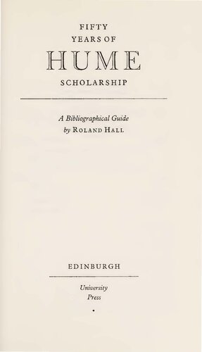 Fifty Years of Hume Scholarship: A Bibliographical Guide
