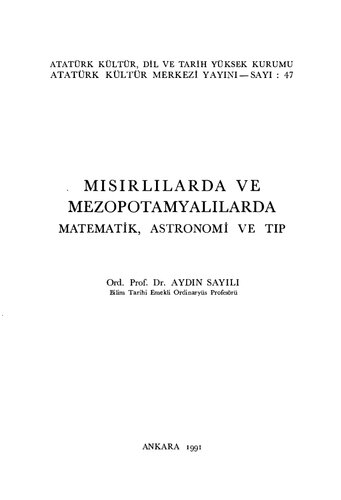 Misirlilarda ve Mezopotamyalilarda matematik, astronomi ve tip