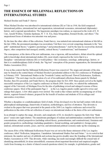 Millennial Reflections on International Studies