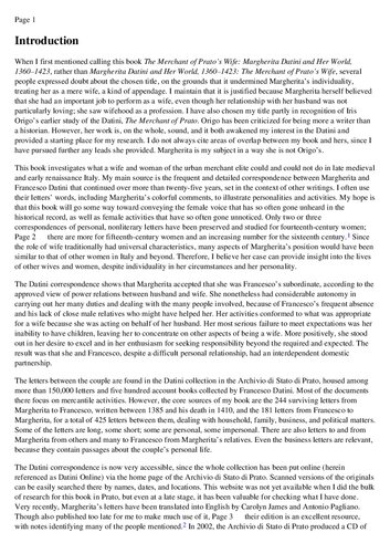 The Merchant of Prato’s Wife: Margherita Datini and Her World, 1360–1423