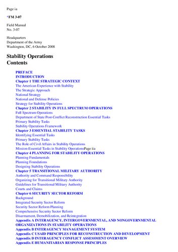 The U.S. Army Stability Operations Field Manual: U.S. Army Field Manual No. 3-07