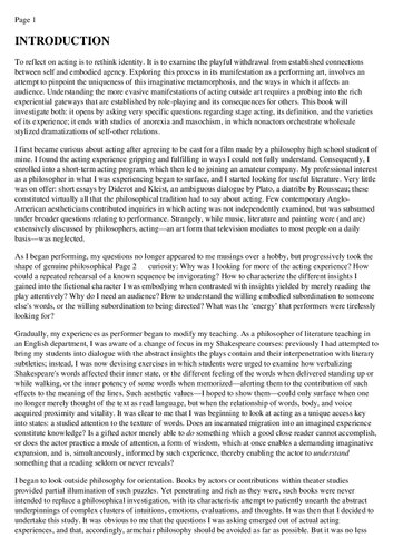 Acts: Theater, Philosophy, and the Performing Self